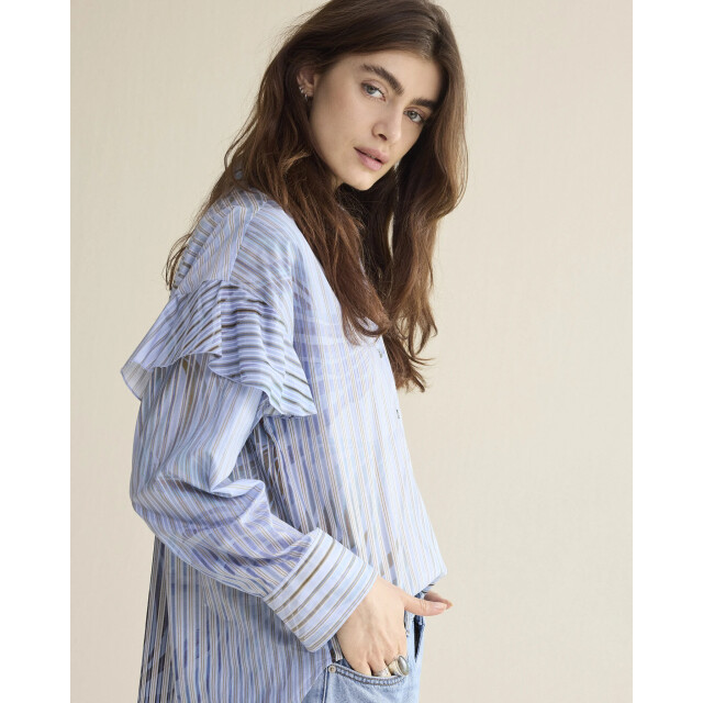 Summum 2s3429-12367 423 blouse flowers and stripes softblue 2s3429-12367 423 large