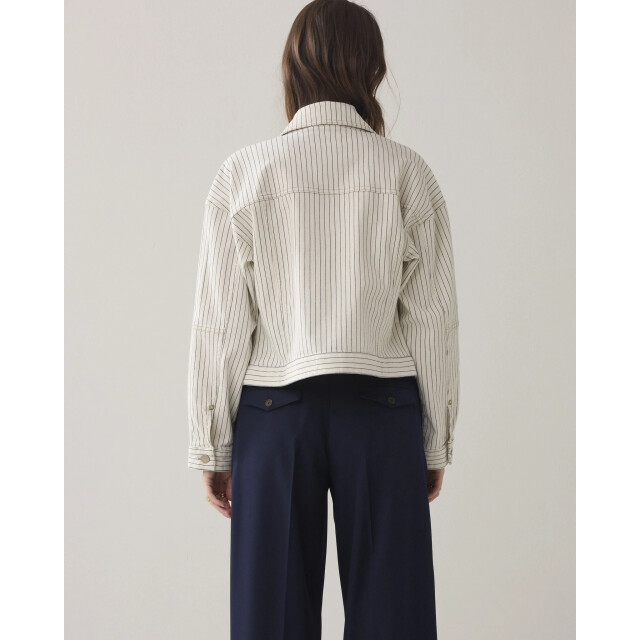 Summum 1s1289-12403 122 boxy jacket yarn dyed stripe ivory 1s1289-12403 122 large