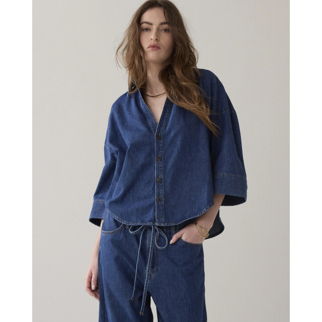 Summum 2s3346-5184 453 blouse denim kimono light cotton twill denim 2s3346-5184 453 large