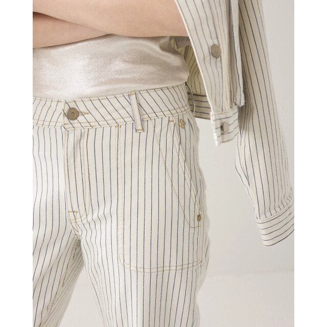 Summum 4s2918-12403 122 straight pant yarn dyed stripe ivory 4s2918-12403 122 large