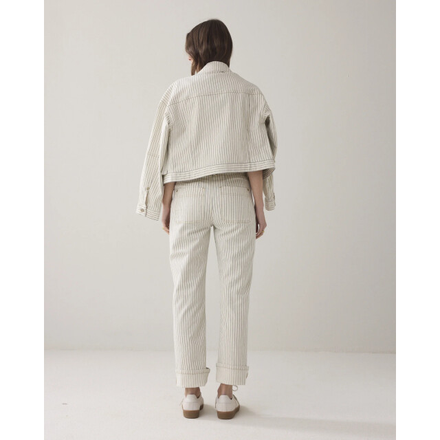 Summum 4s2918-12403 122 straight pant yarn dyed stripe ivory 4s2918-12403 122 large