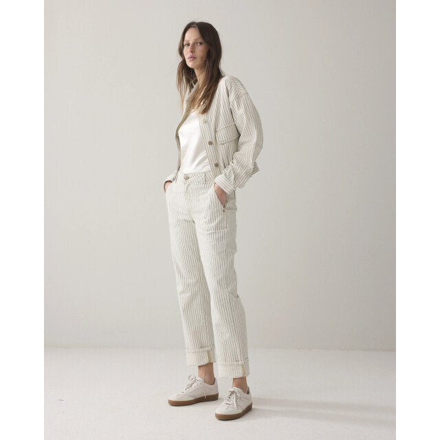 Summum 4s2918-12403 122 straight pant yarn dyed stripe ivory 4s2918-12403 122 large