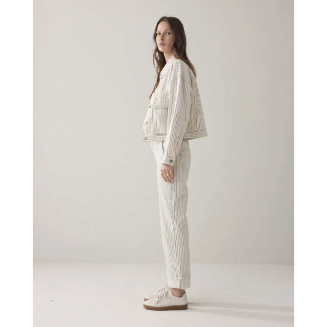 Summum 4s2918-12403 122 straight pant yarn dyed stripe ivory 4s2918-12403 122 large