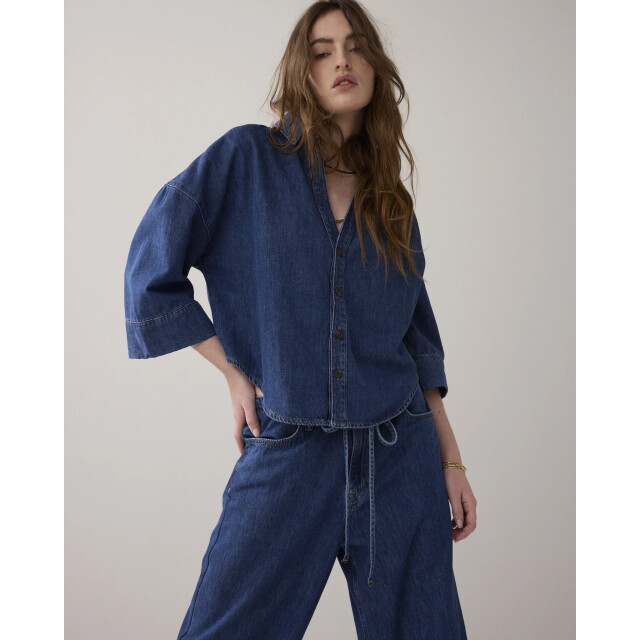 Summum 2s3346-5184 453 blouse denim kimono light cotton twill denim 2s3346-5184 453 large