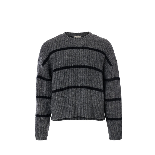 Looxs Revolution Lxs gebreide trui grey black stripe voor dames in de kleur 2432-9341-720 large