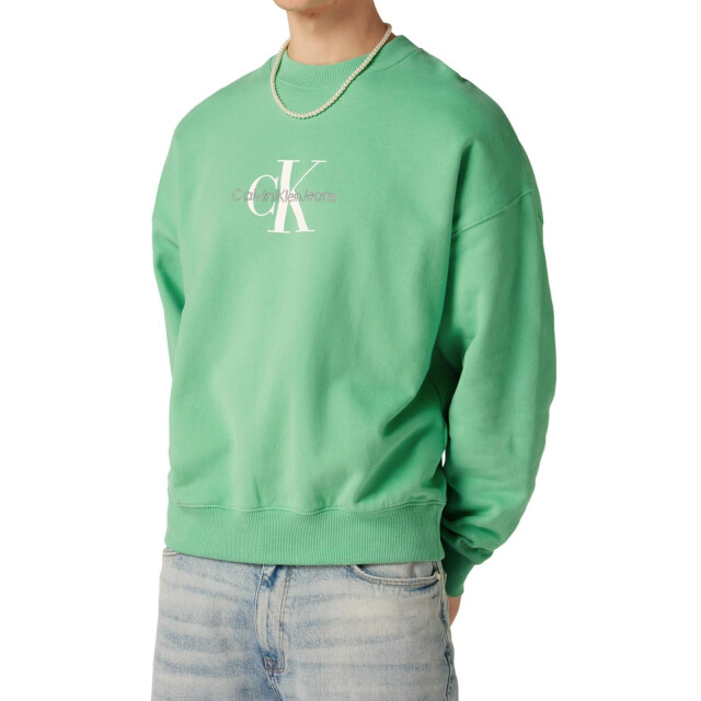 Calvin Klein Heren neptunes wave logo sweatshirt UTNA1254_green large
