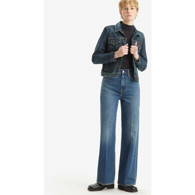 Levi's Ribcage wide leg polar permiter mid blue denim A6081-0012 large