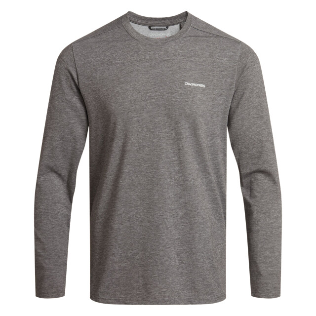 Craghoppers Heren abel nosilife t-shirt met lange mouwen UTCG2195_blackpeppermarl large