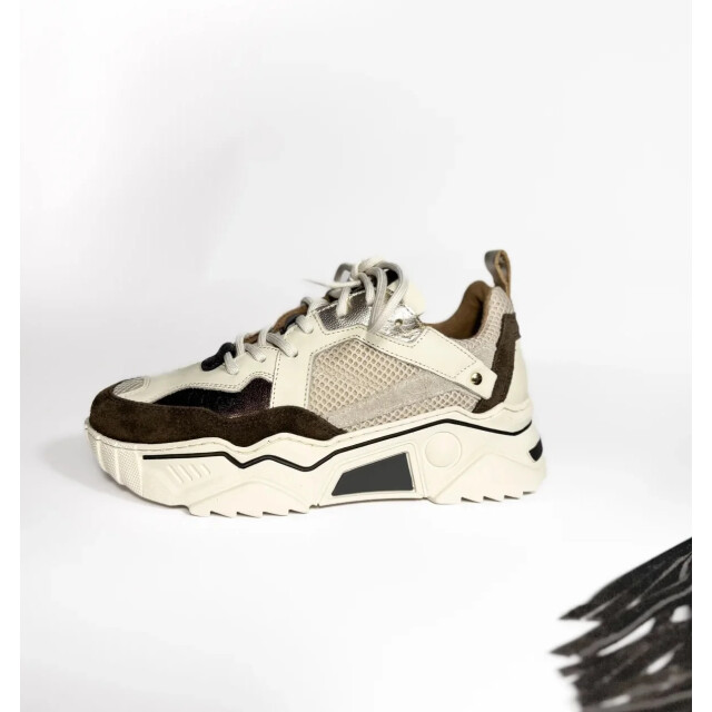 DWRS Label Dwrs pluto off white dark brown lage sneakers dames J5217C-89 1328 large
