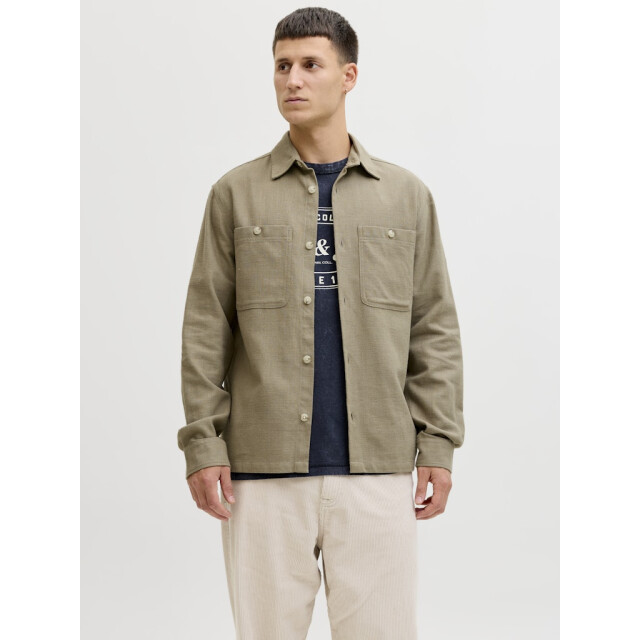 Jack & Jones Jprblurayle linen bl. solid ls shirt sn olijf 5309.22.0021 large