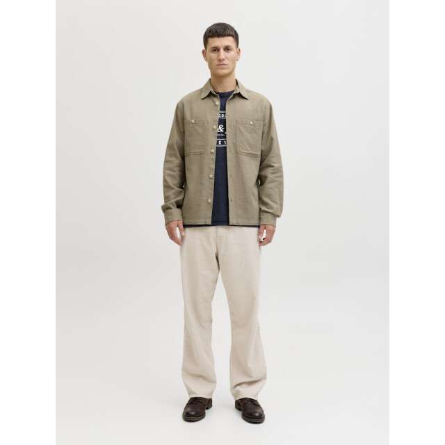 Jack & Jones Jprblurayle linen bl. solid ls shirt sn olijf 5309.22.0021 large