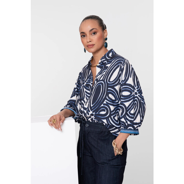 Geisha 63250-20 blouse blue print 63250-20 Blouse blue print large