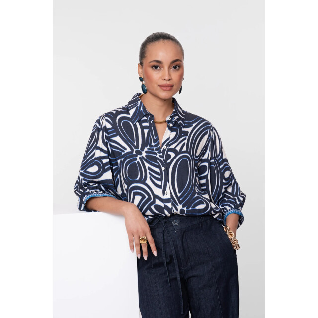 Geisha 63250-20 blouse blue print 63250-20 Blouse blue print large