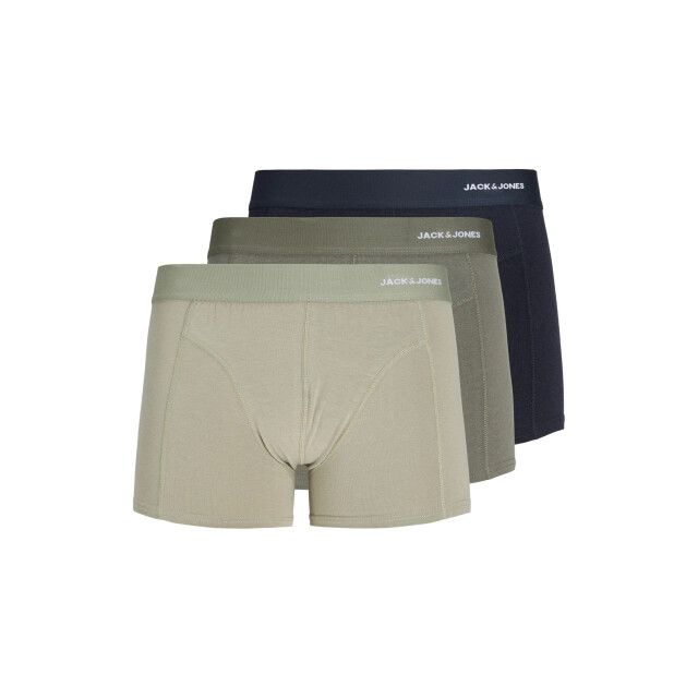Jack & Jones Heren boxershorts trunks jacgabriel bamboe effen 3-pack grijsgroen/donkerblauw 12291864-Smokey Olive large