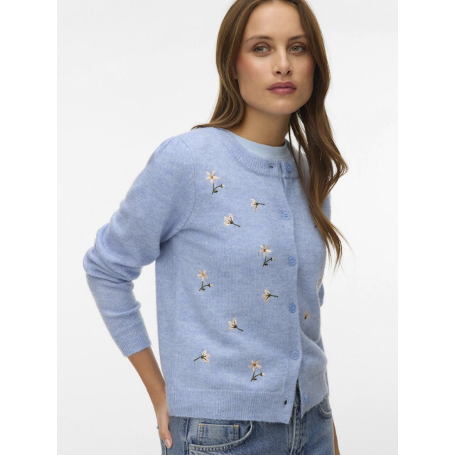 Vero Moda vmfiorella emb ls o-neck short card 10340096 brunnera blue 06741.210.0009 large