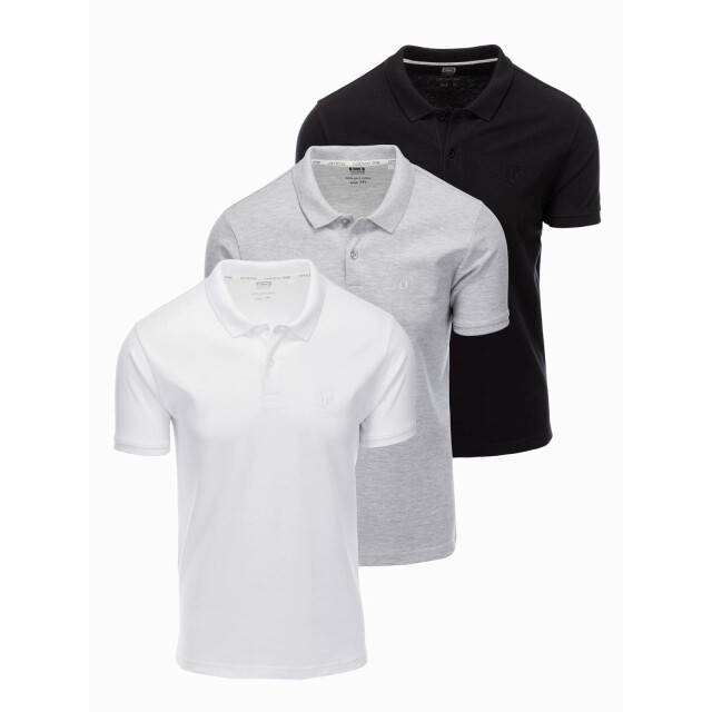Ombre Italian style heren poloshirts zwart wit 3 stuks OM-0133-1 large