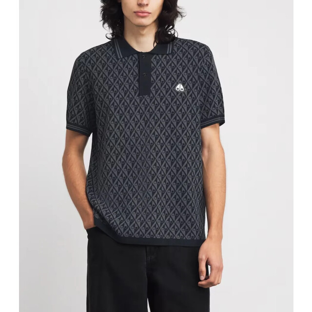 Moose Knuckles Apex knit polo mono grey 161503362 large