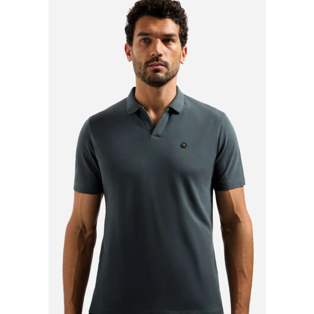 No Excess Polo short sleeve v-collar basic dark steel 31380202SN-124 large