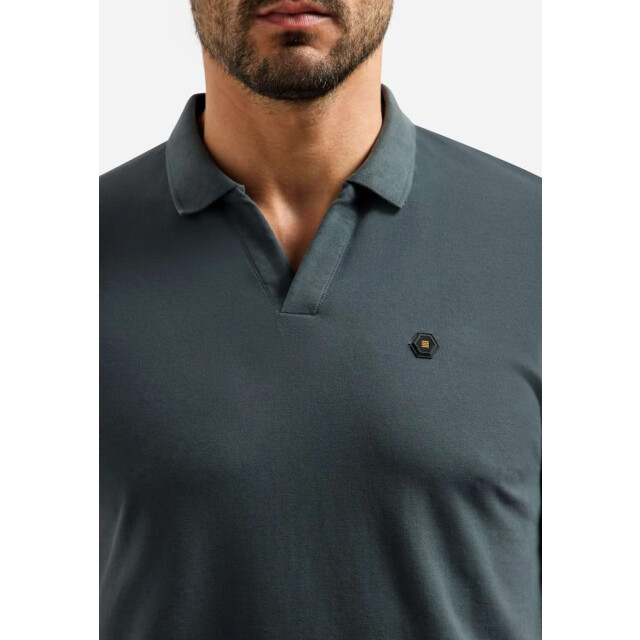 No Excess Polo short sleeve v-collar basic dark steel 31380202SN-124 large