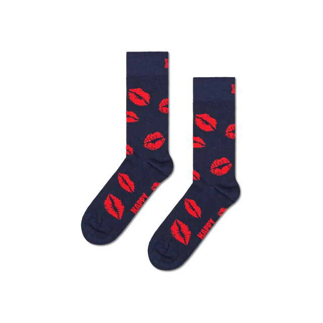 Happy Socks Unisex sokken kus print valentijn giftbox 2-paar donkerblauw P003370 large