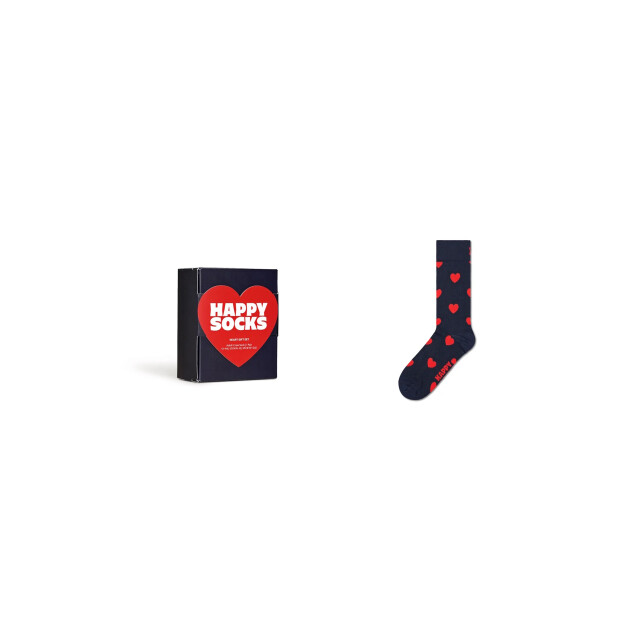 Happy Socks Unisex sokken hartjes print valentijn giftbox 1-paar donkerblauw P000867 large