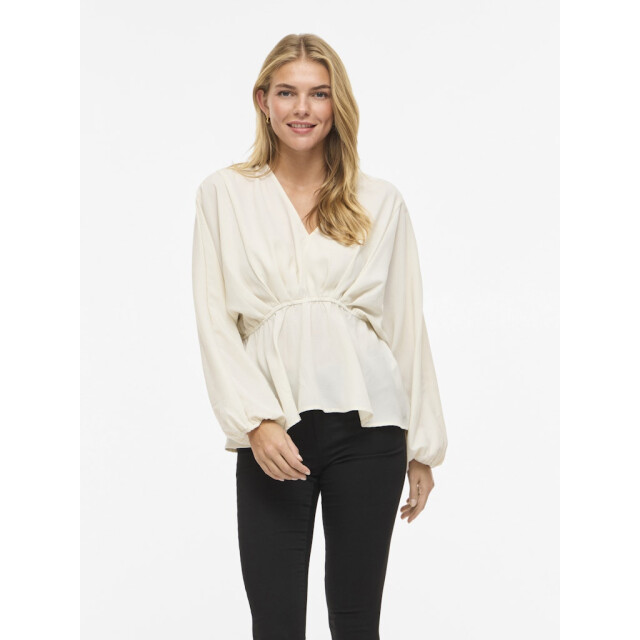 Vila Viselia v-neck ls peplum topbfs beige 4389.05.0027 large