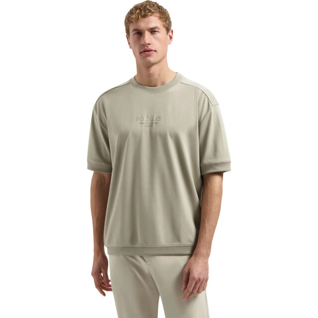 No Excess T-shirt crewneck solid heavy interl taupe 31340281-044 large