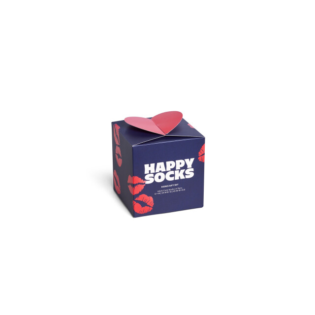 Happy Socks Unisex sokken kus print valentijn giftbox 2-paar donkerblauw P003370 large