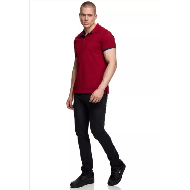 Rusty Neal heren polo bordeaux marine korte mouw knoopsluiting RN3032-1 large