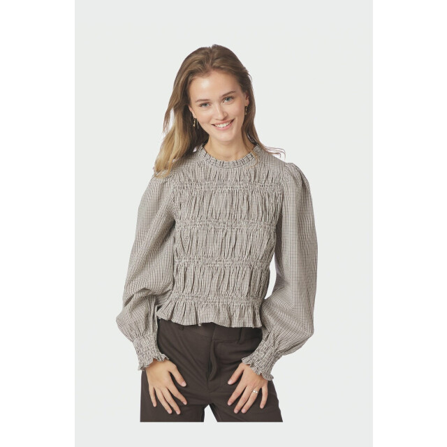 Neo Noir marcia check blouse 166893 306 dusty brown 06615.849.0014 large