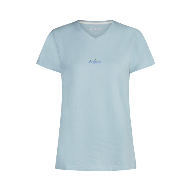 By Louise Dames korte pyjama set shortama lichtblauw/wit gebloemd BL- 6284-02 large