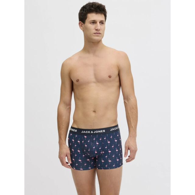 Jack & Jones Heren boxershorts trunks microfiber jacflamingo flamingo print 3-pack donkerblauw 12295142-Navy Blazer large