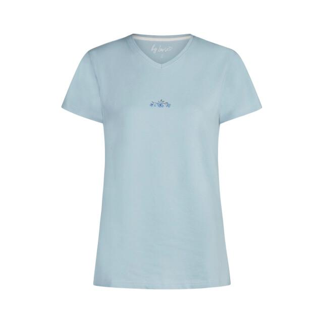 By Louise Dames korte pyjama set shortama lichtblauw/wit gebloemd BL- 6284-02 large