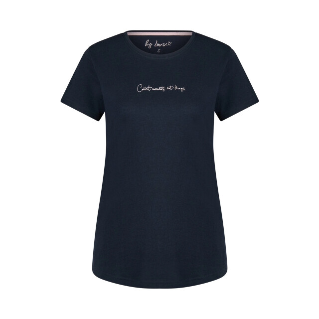 By Louise Dames korte pyjama set shortama donkerblauw effen/geruit BL-6216-02 large