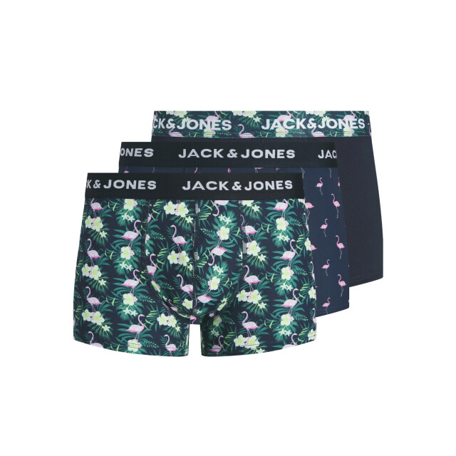 Jack & Jones Heren boxershorts trunks microfiber jacflamingo flamingo print 3-pack donkerblauw 12295142-Navy Blazer large