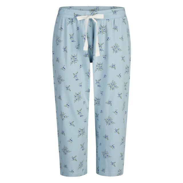 By Louise Dames capri pyjama driekwart broek v-hals wit/blauw gebloemd BL-6234-02 large