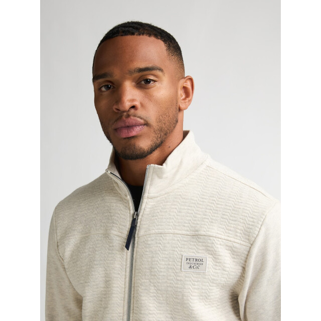 Petrol Industries men sweater collar zip m-1060-swc310 0009 antique white melee 05791.100.0014 large
