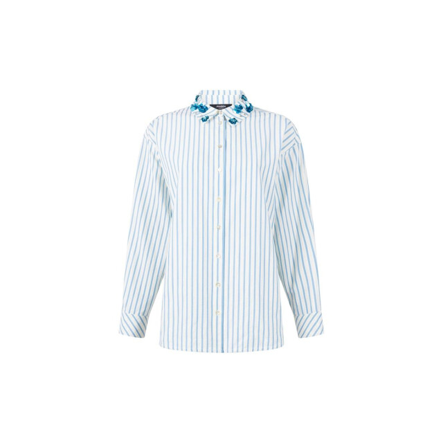 Jansen Amsterdam Micky blouse sa 751 stripe sequins 000750 aquamarijn SA 751 large