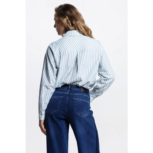 Jansen Amsterdam Micky blouse sa 751 stripe sequins 000750 aquamarijn SA 751 large