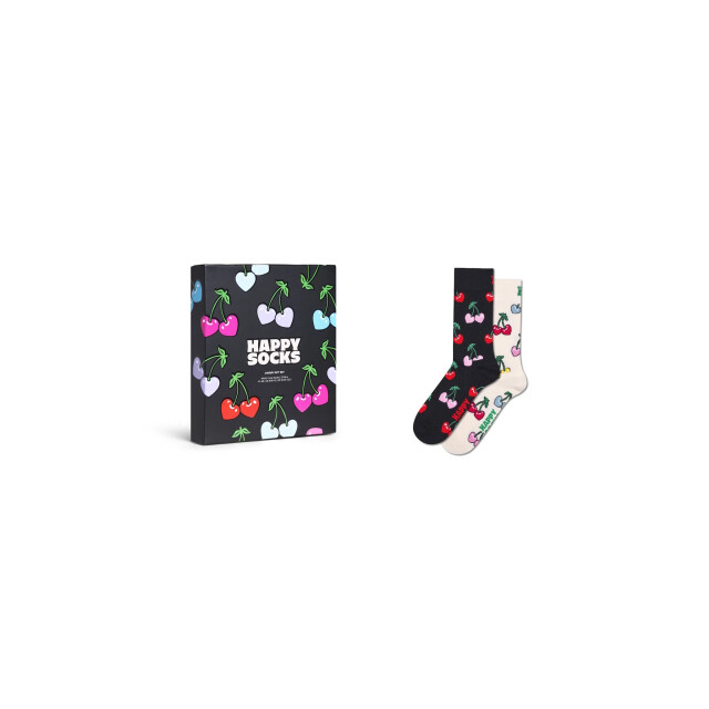 Happy Socks Dames sokken kers hartjes valentijn 2-pack zwart P004648 large