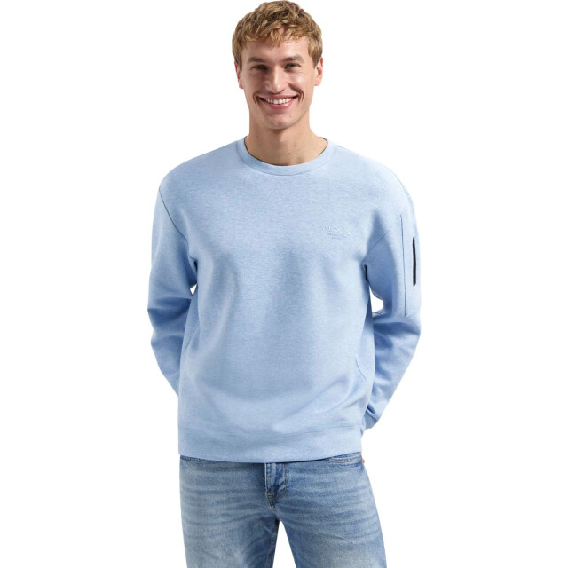 No Excess Sweater crewneck bonded melange blue 31100114-030 large