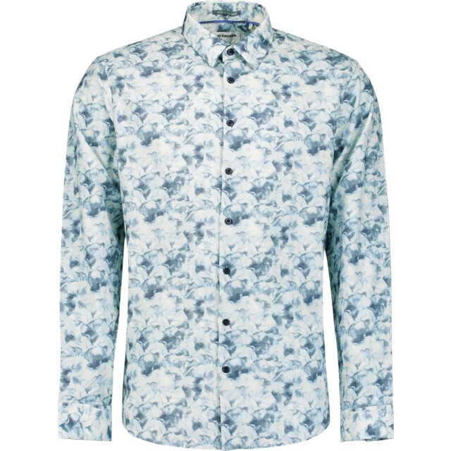 No Excess Shirt allover printed yarn dyed dob blue 31430120-030 large