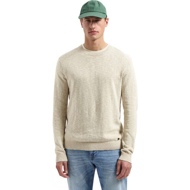 No Excess Pullover crewneck slub with linen desert 31210205-045 large