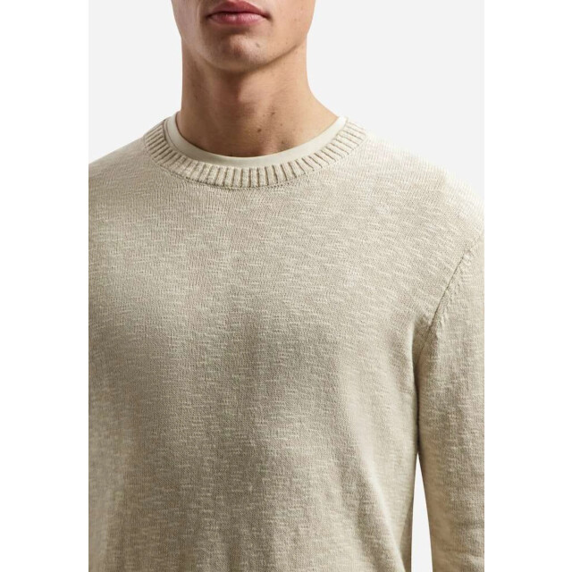 No Excess Pullover crewneck slub with linen desert 31210205-045 large