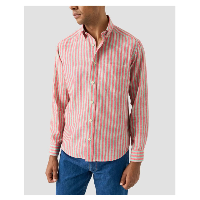 Eton Multi striped linen shirt lange mouw overhemden 100014792 100014792 large