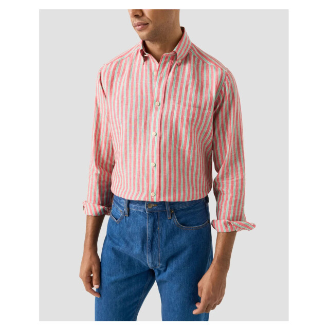 Eton Multi striped linen shirt lange mouw overhemden 100014792 100014792 large