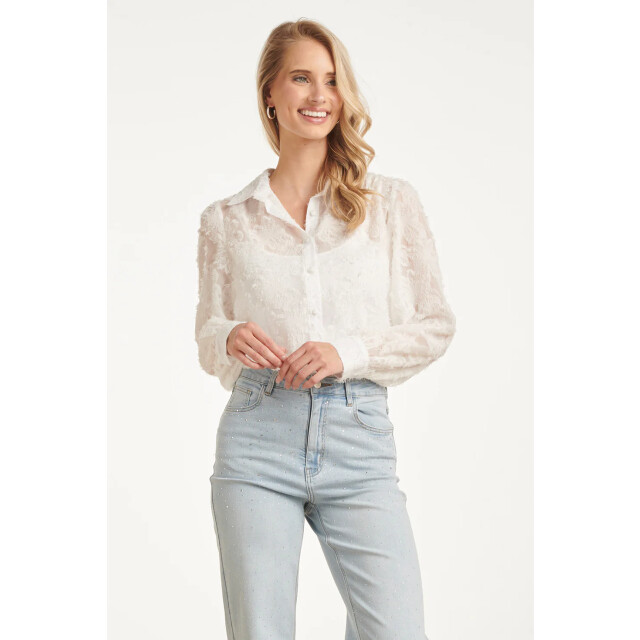 Smashed Lemon Elegante doorschijnende blouse met reliëf print | 8718679008006 large