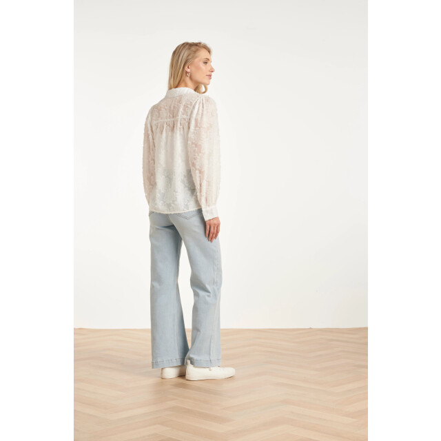 Smashed Lemon Elegante doorschijnende blouse met reliëf print | 8718679008006 large