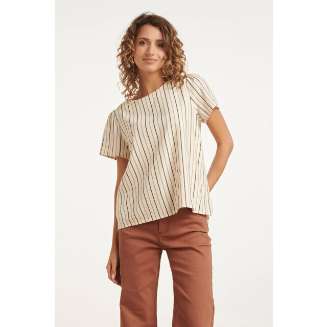 Smashed Lemon Luchtige top met verticale streep print | 8718679009201 large