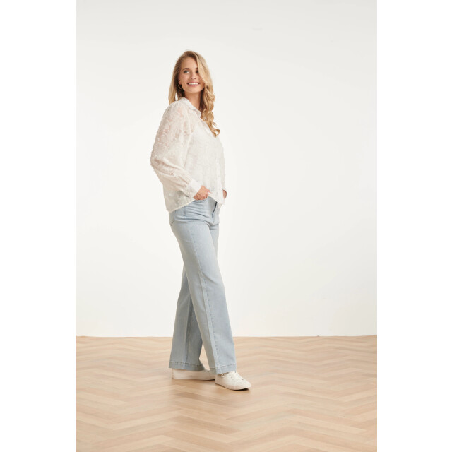 Smashed Lemon Elegante doorschijnende blouse met reliëf print | 8718679008006 large